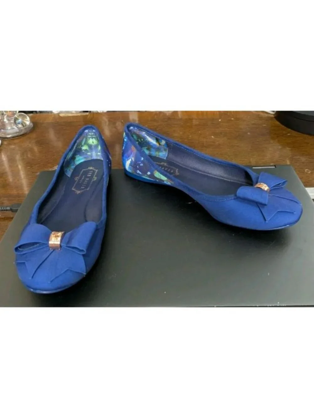 Size 7 Ted Baker Immep Butterfly Blue Bow Ballet Flats